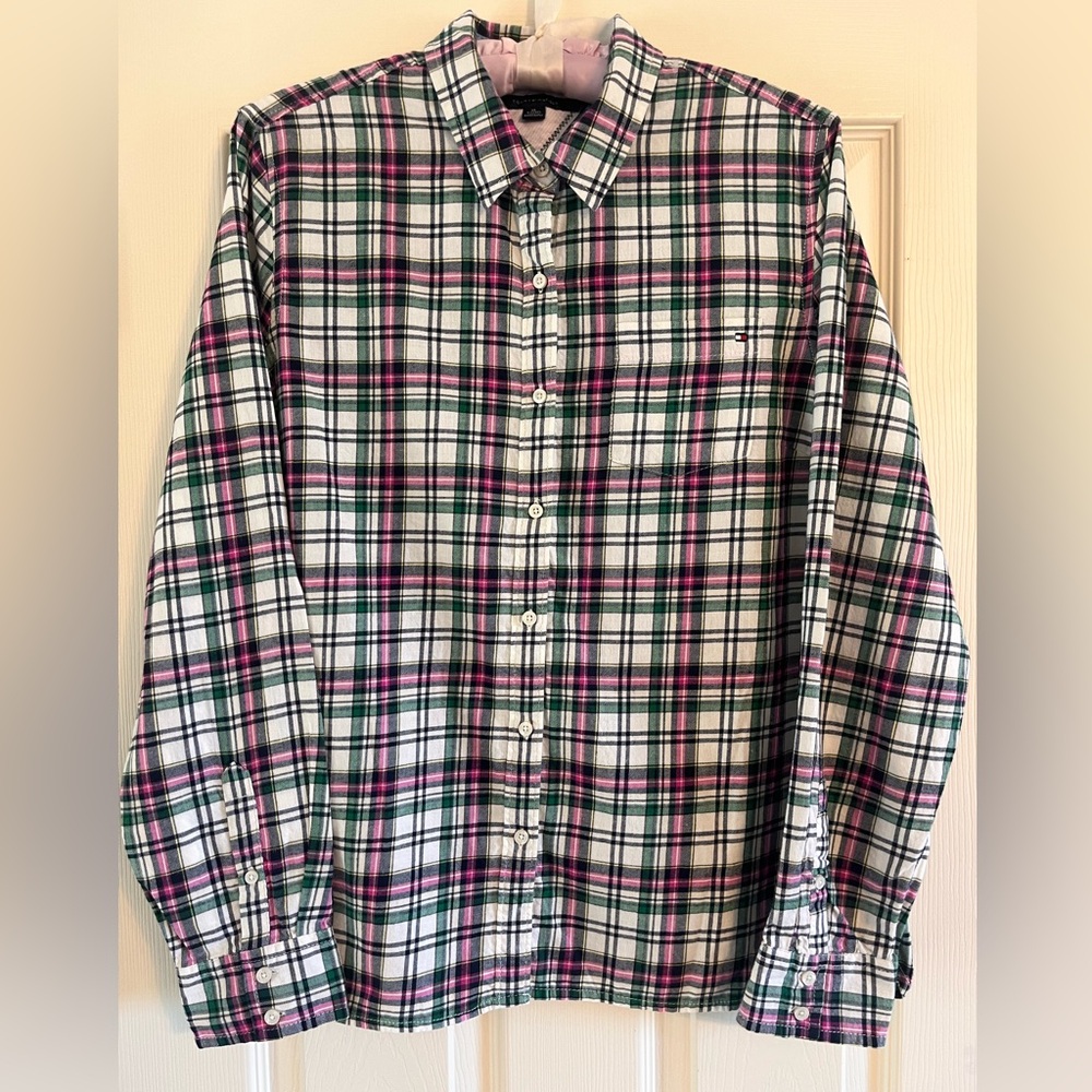 Tommy Hilfiger Button Down Plaid Shirt women XL
